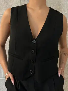 27 Crop Vest Button Down Tank