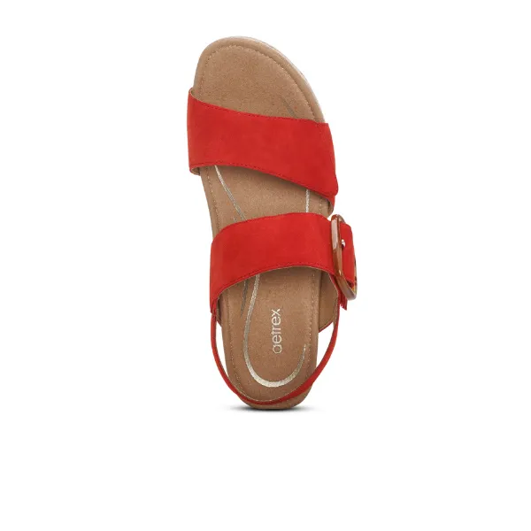 Aetrex Women's Ashley Espadrille Wedge Poppy