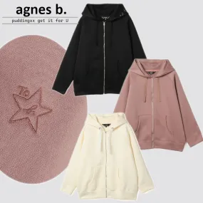 Agnes b  |Long Sleeves Plain Shearling Hoodies & Sweatshirts