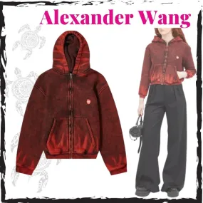 Alexander Wang  |Long Sleeves Plain Cotton Logo Hoodies & Sweatshirts