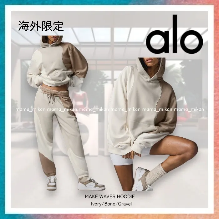 ALO Yoga  |Unisex Long Sleeves Cotton Logo Hoodies & Sweatshirts