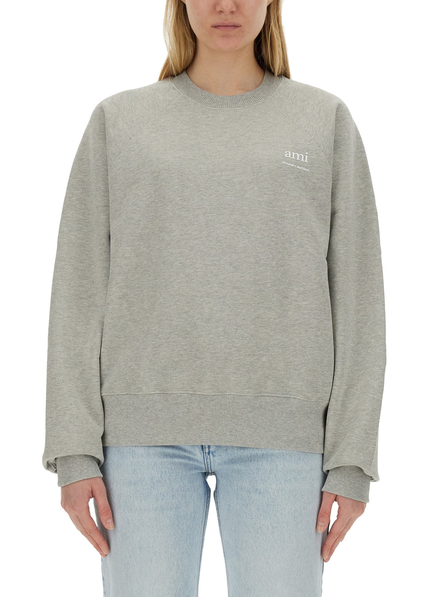 AMI PARIS    COTTON SWEATSHIRT WITH LOGO