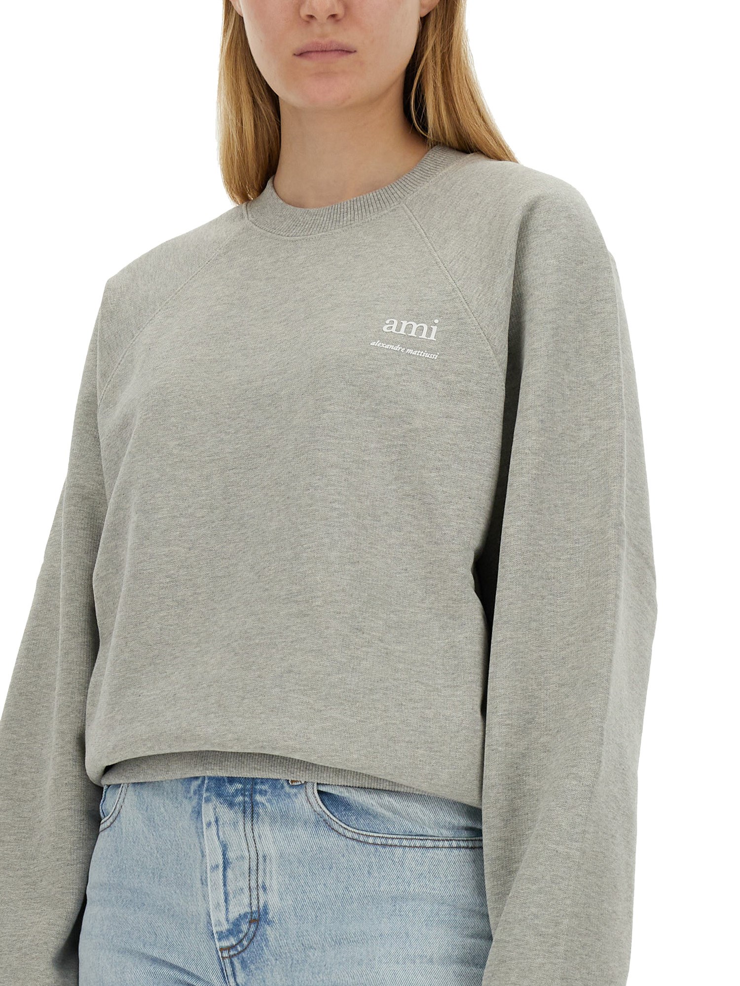 AMI PARIS    COTTON SWEATSHIRT WITH LOGO