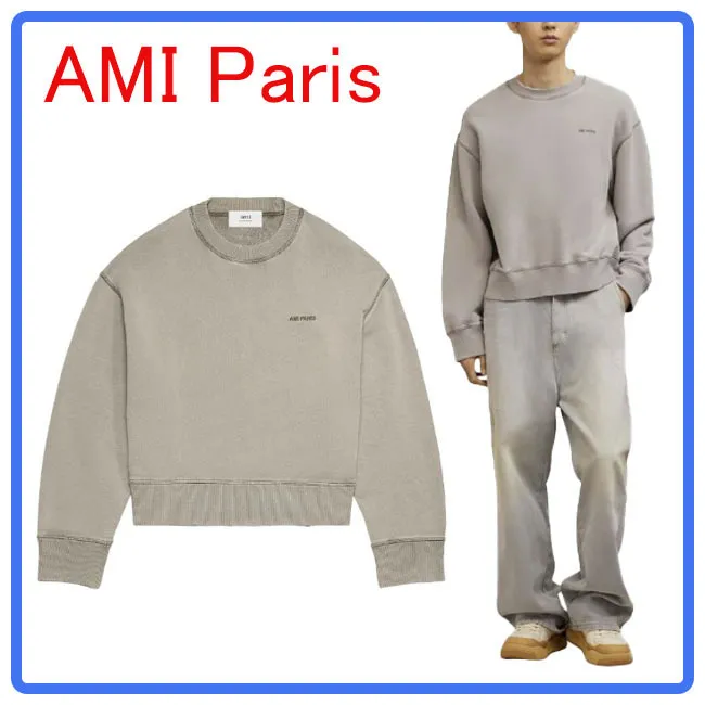 AMI PARIS  |Crew Neck Long Sleeves Plain Cotton Logo