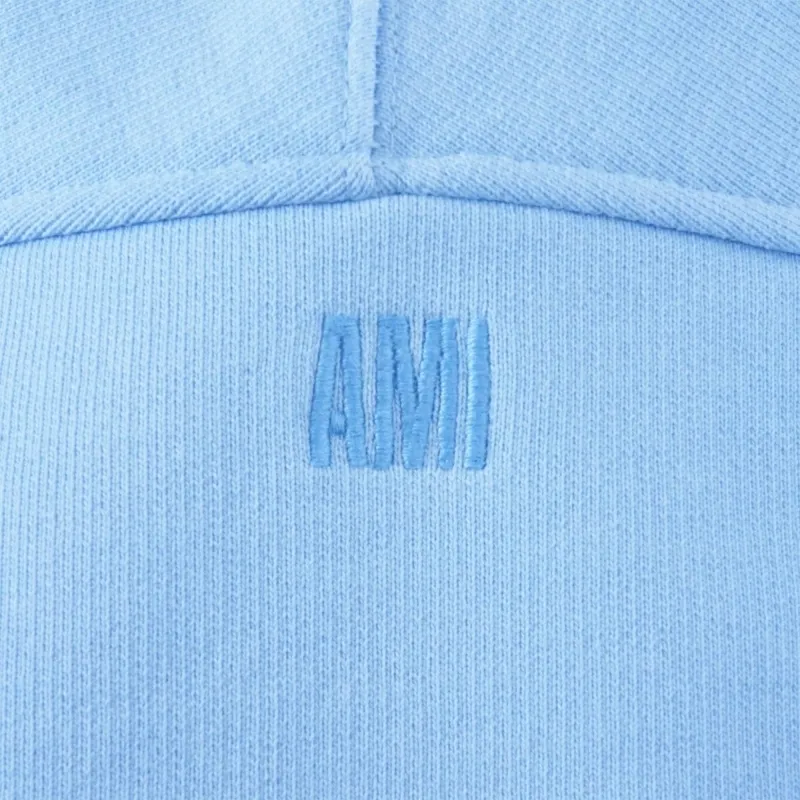 AMI PARIS  |Long Sleeves Plain Leather Logo Hoodies & Sweatshirts