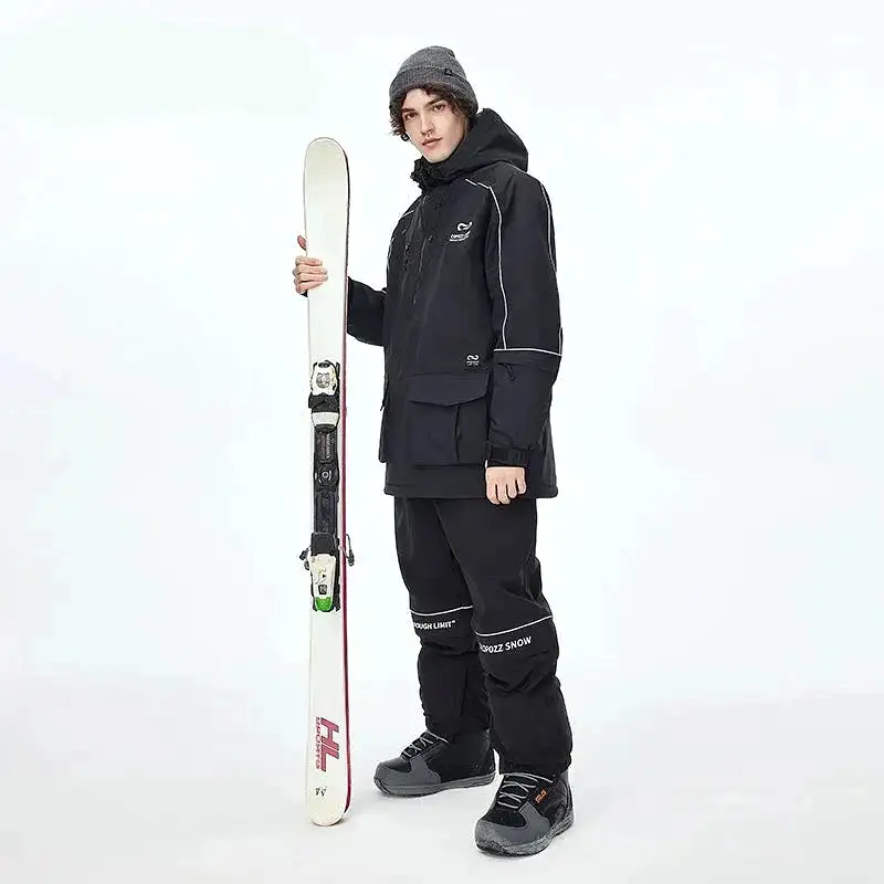 Ashore Ski Shop Waterproof Thicken Ski Suit Men Hooded Windproof Ski Jacket men Ski Pants Outdoor Snowboard Ski Coat