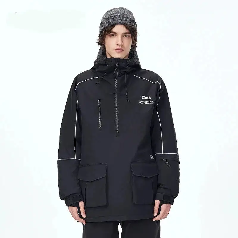 Ashore Ski Shop Waterproof Thicken Ski Suit Men Hooded Windproof Ski Jacket men Ski Pants Outdoor Snowboard Ski Coat