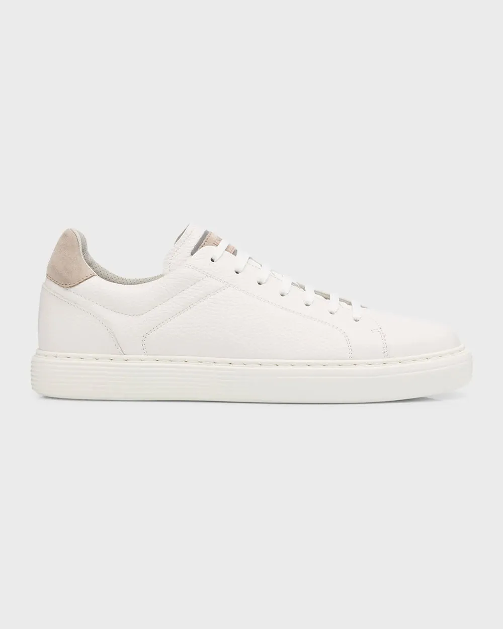 Bicolor Leather Low-Top Sneakers in White