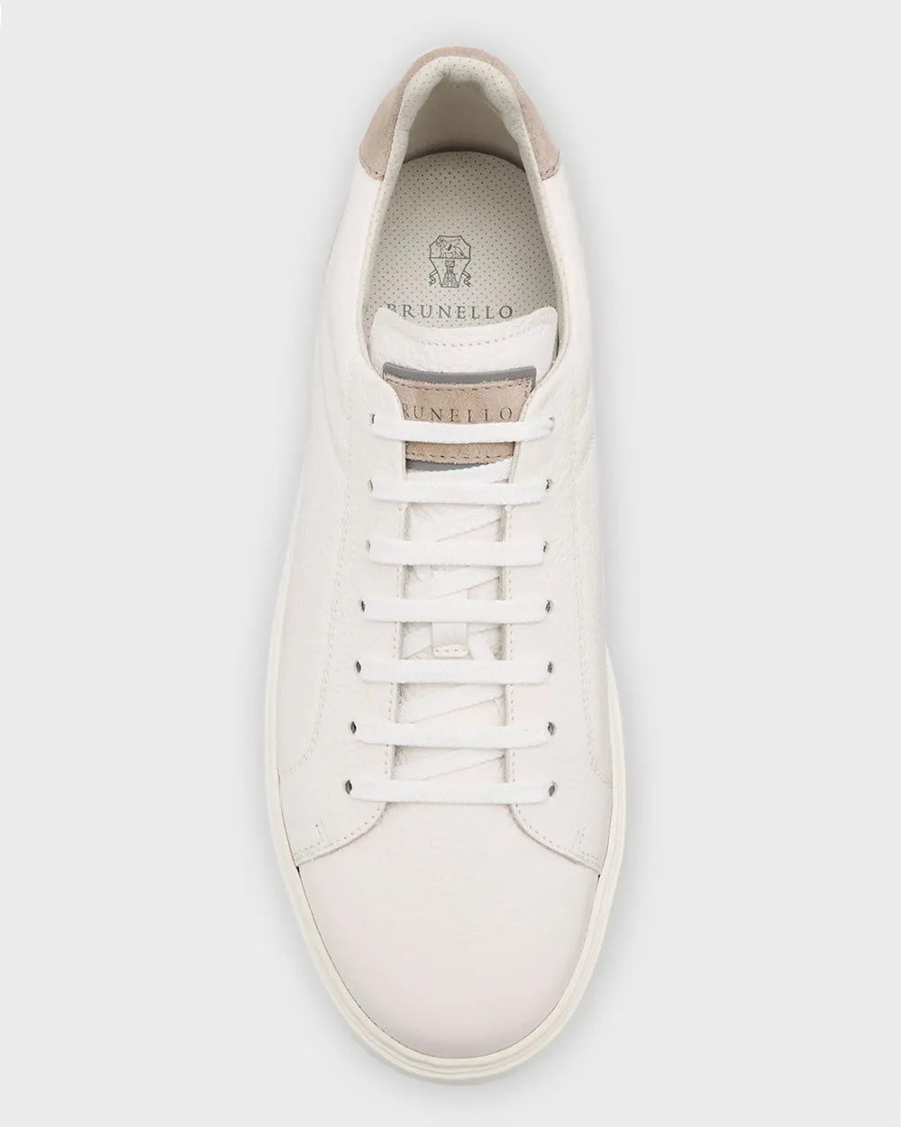 Bicolor Leather Low-Top Sneakers in White