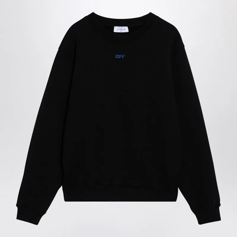 BLACK COTTON SWEATSHIRT WITH LOGO EMBROIDERY