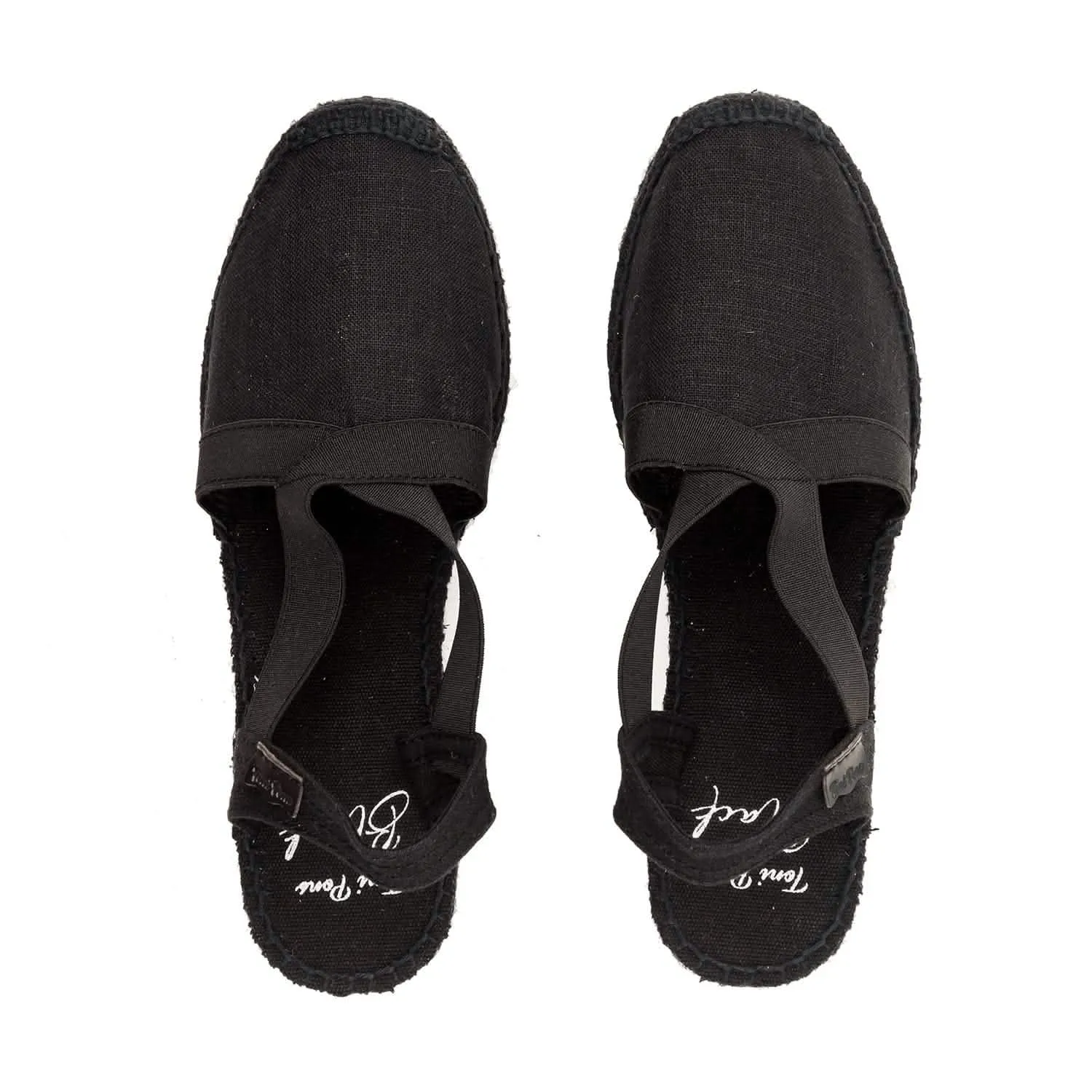 Black Linen Wedge Espadrille for Women - Ter-BK