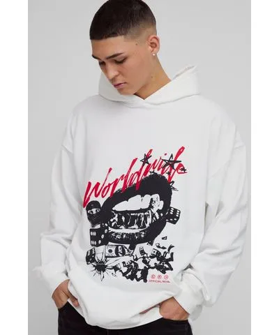 boohoo Mens Oversized Worldwide Money Graphic Hoodie