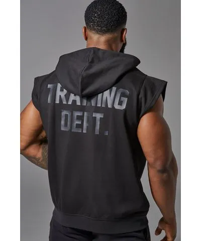 boohooMAN Mens Training Dept Sleeveless Zip Through Loopback Regular Fit Hoodie