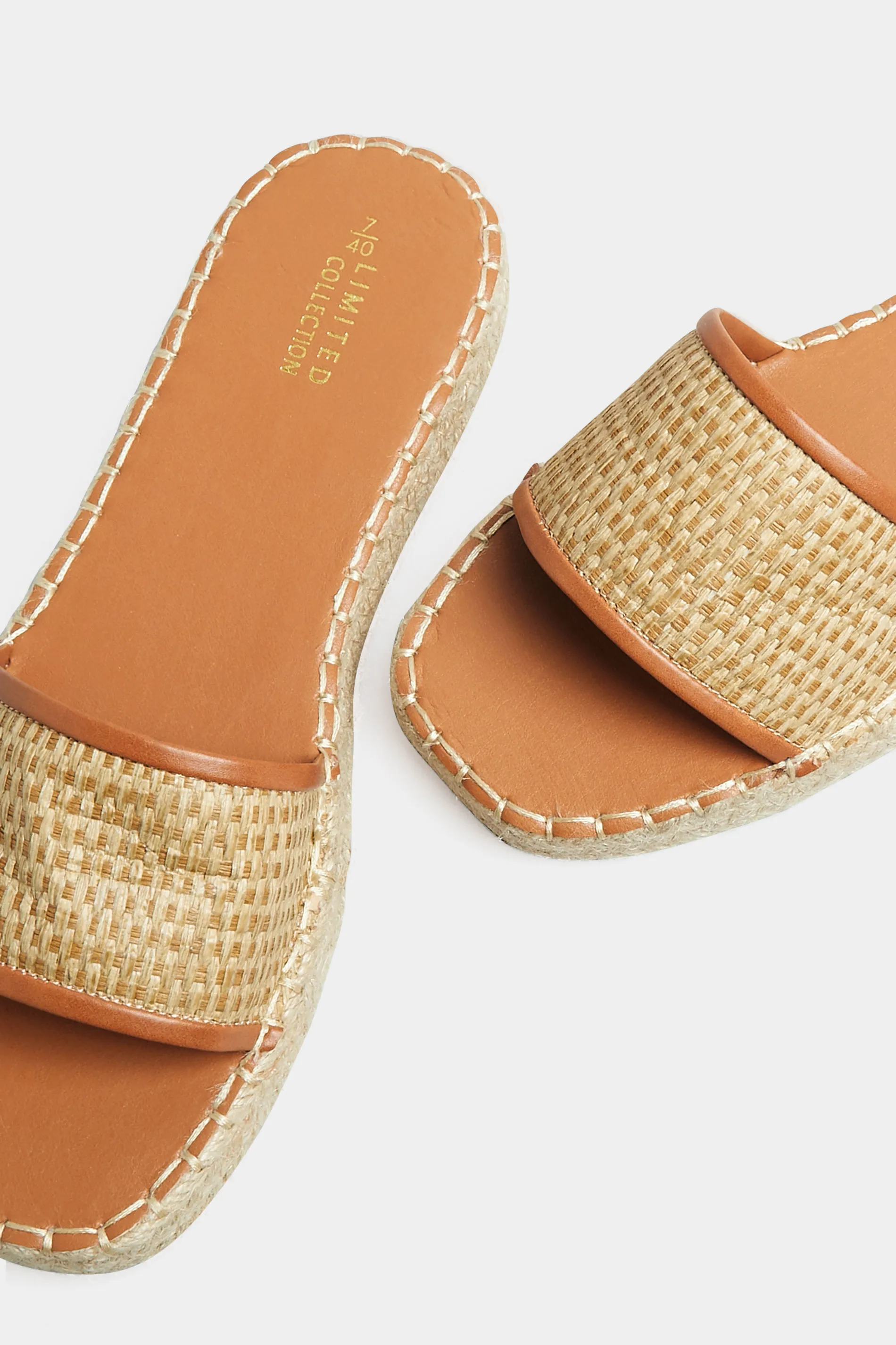 Brown Espadrille Mules In Wide E Fit