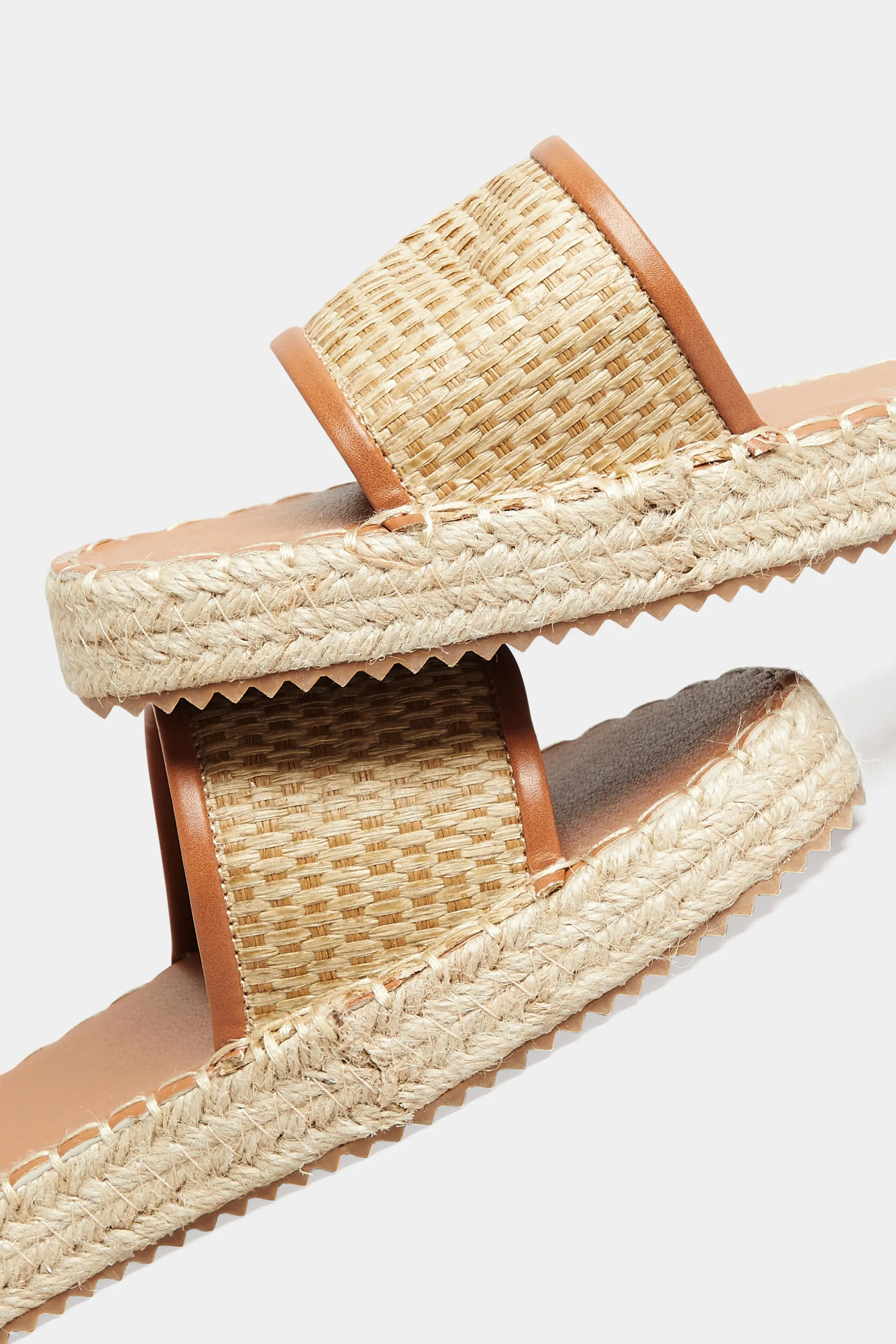 Brown Espadrille Mules In Wide E Fit