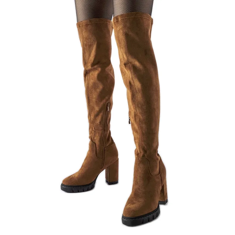 Brown long Railroad high heel boots