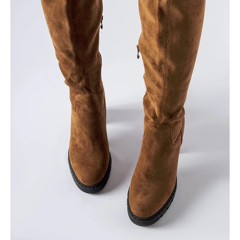 Brown long Railroad high heel boots