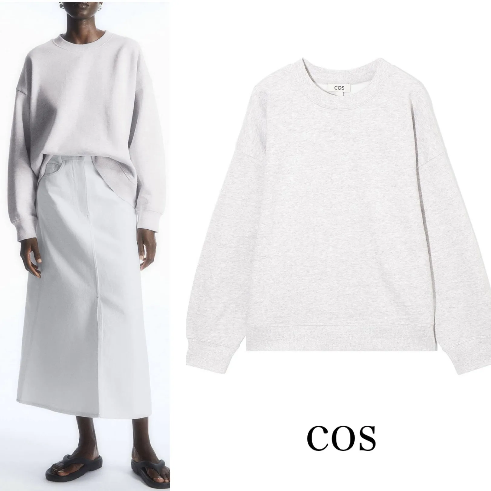 COS  |Crew Neck Sweat Long Sleeves Plain Cotton