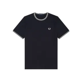 CREWNECK T-SHIRT WITH CONTRASTING INSERTS Man Navy