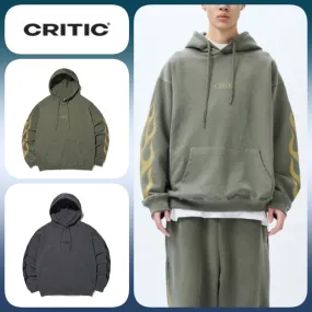 CRITIC  |Unisex Long Sleeves Cotton Oversized Logo Hoodies