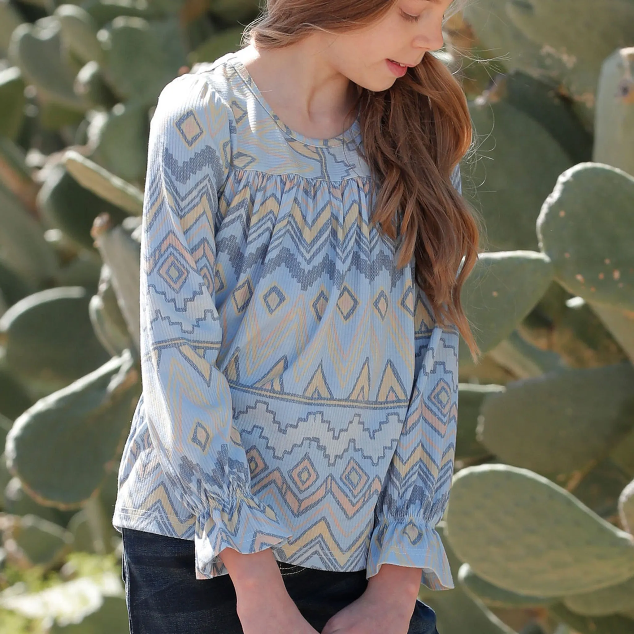 Cruel Girl ~ Girl's Blue Aztec Shirt