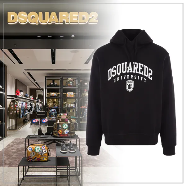 D SQUARED2  |Long Sleeves Plain Logo Luxury Hoodies