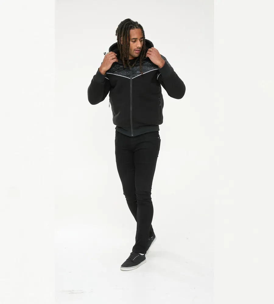 D555 Mens Black Hoodie With Sherpa Lining (HENNESSEY)