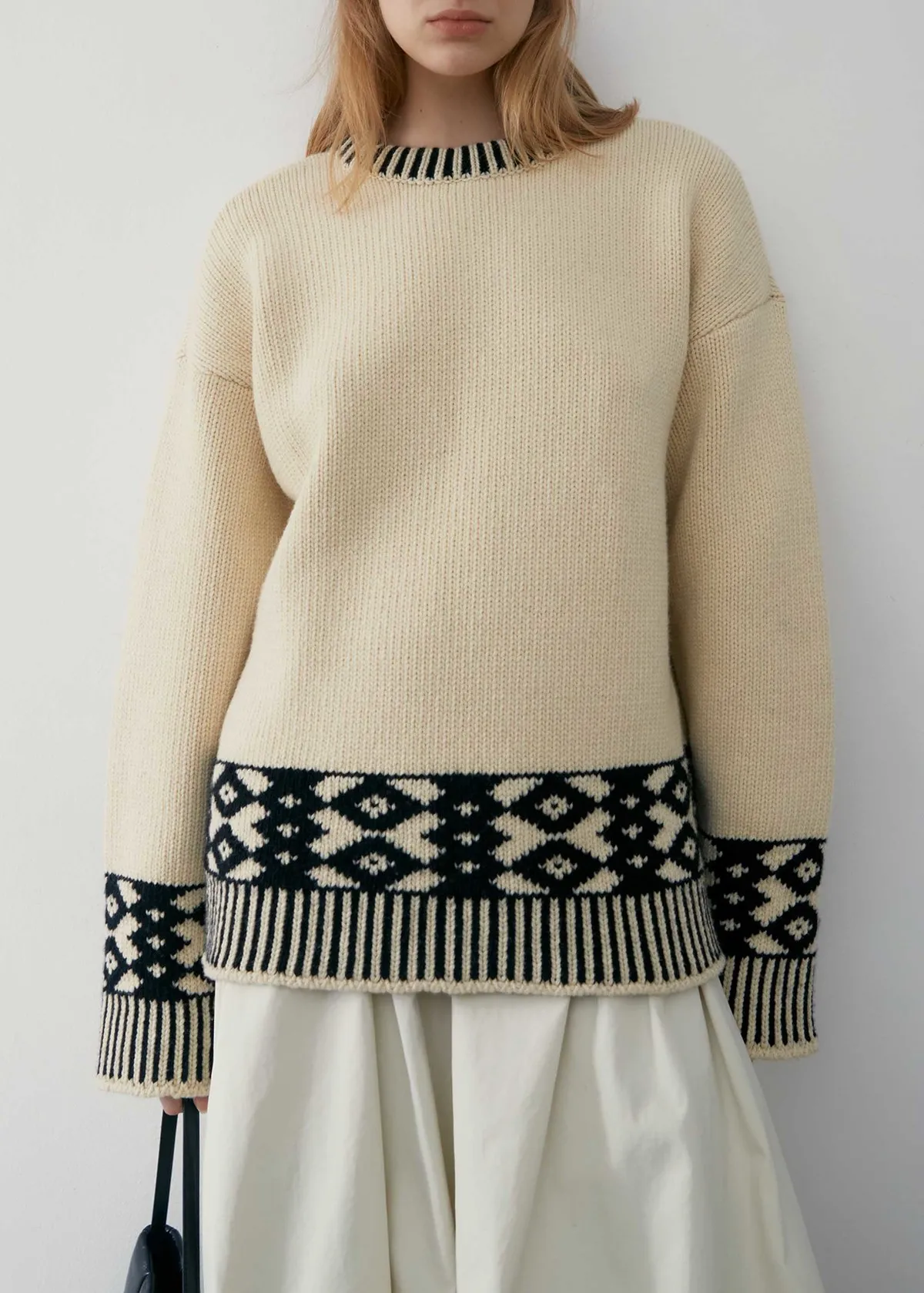 Diamond Jacquard Sweater - Beige