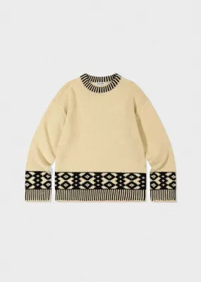 Diamond Jacquard Sweater - Beige