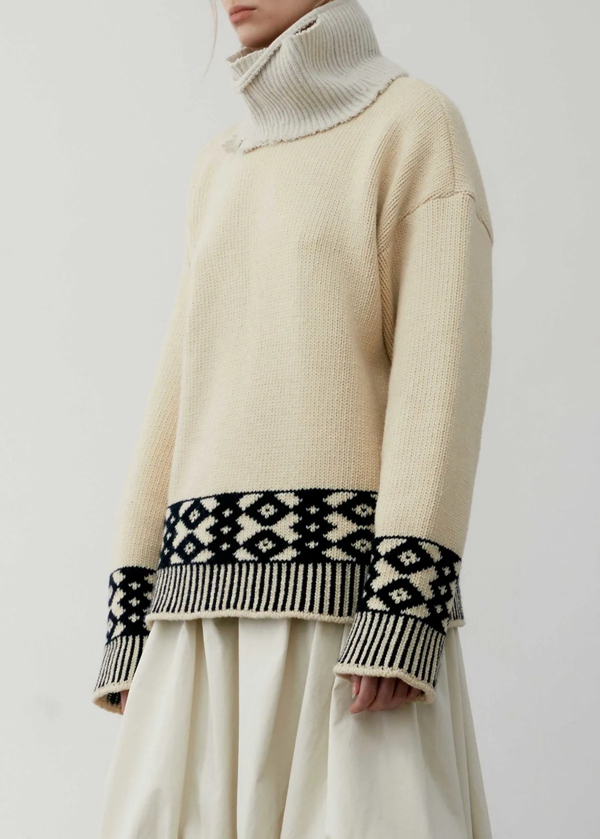 Diamond Jacquard Sweater - Beige