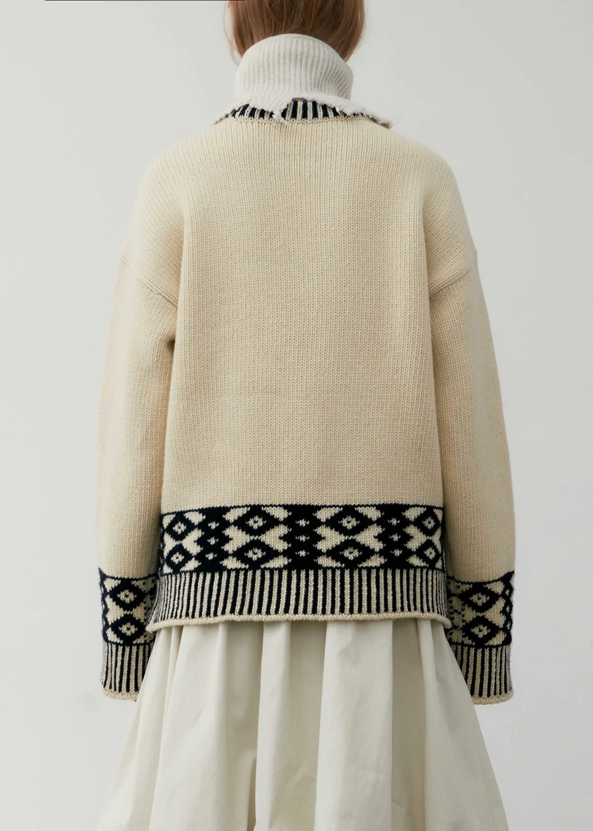 Diamond Jacquard Sweater - Beige