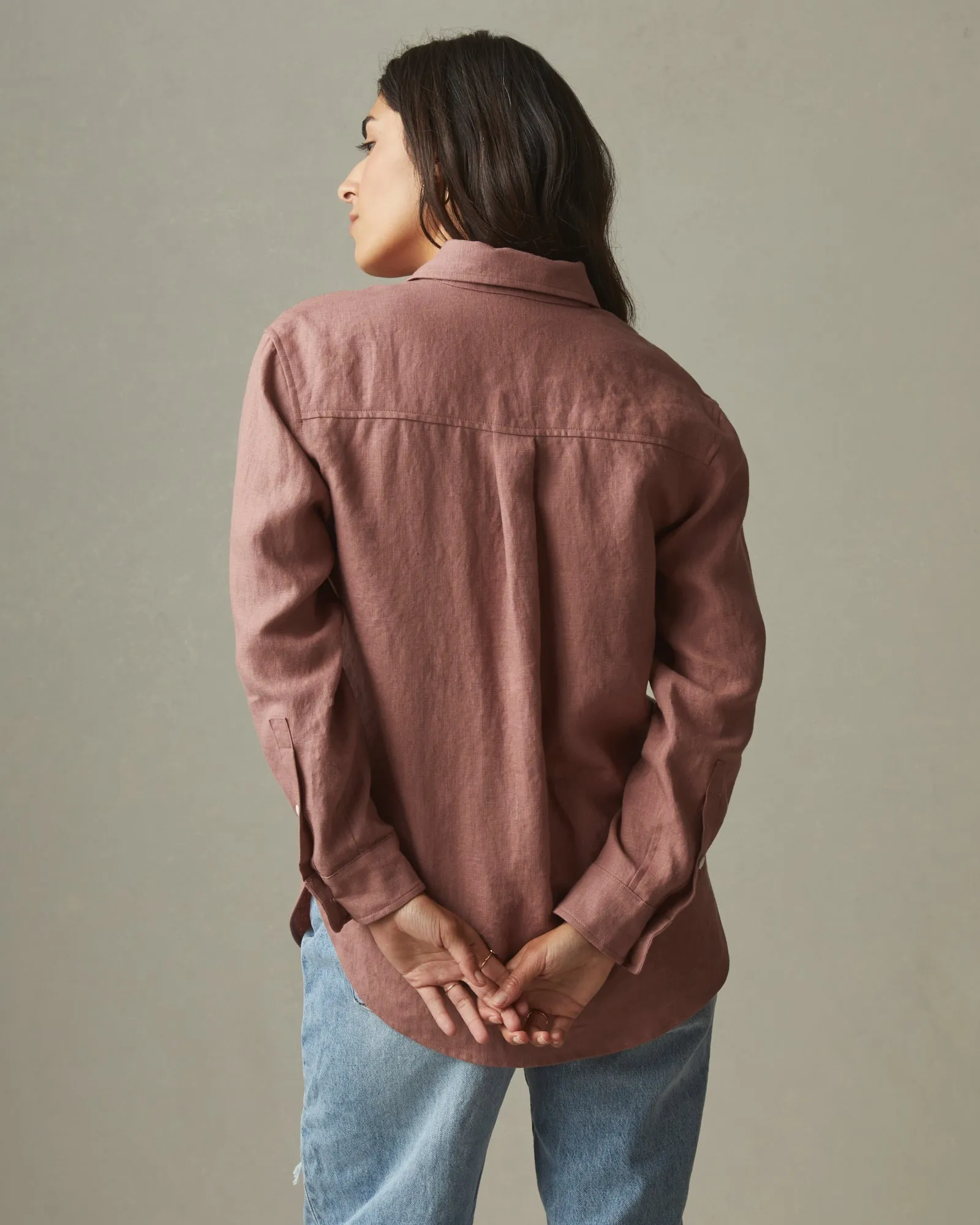 Easy Linen Long Sleeve Shirt - Burlwood