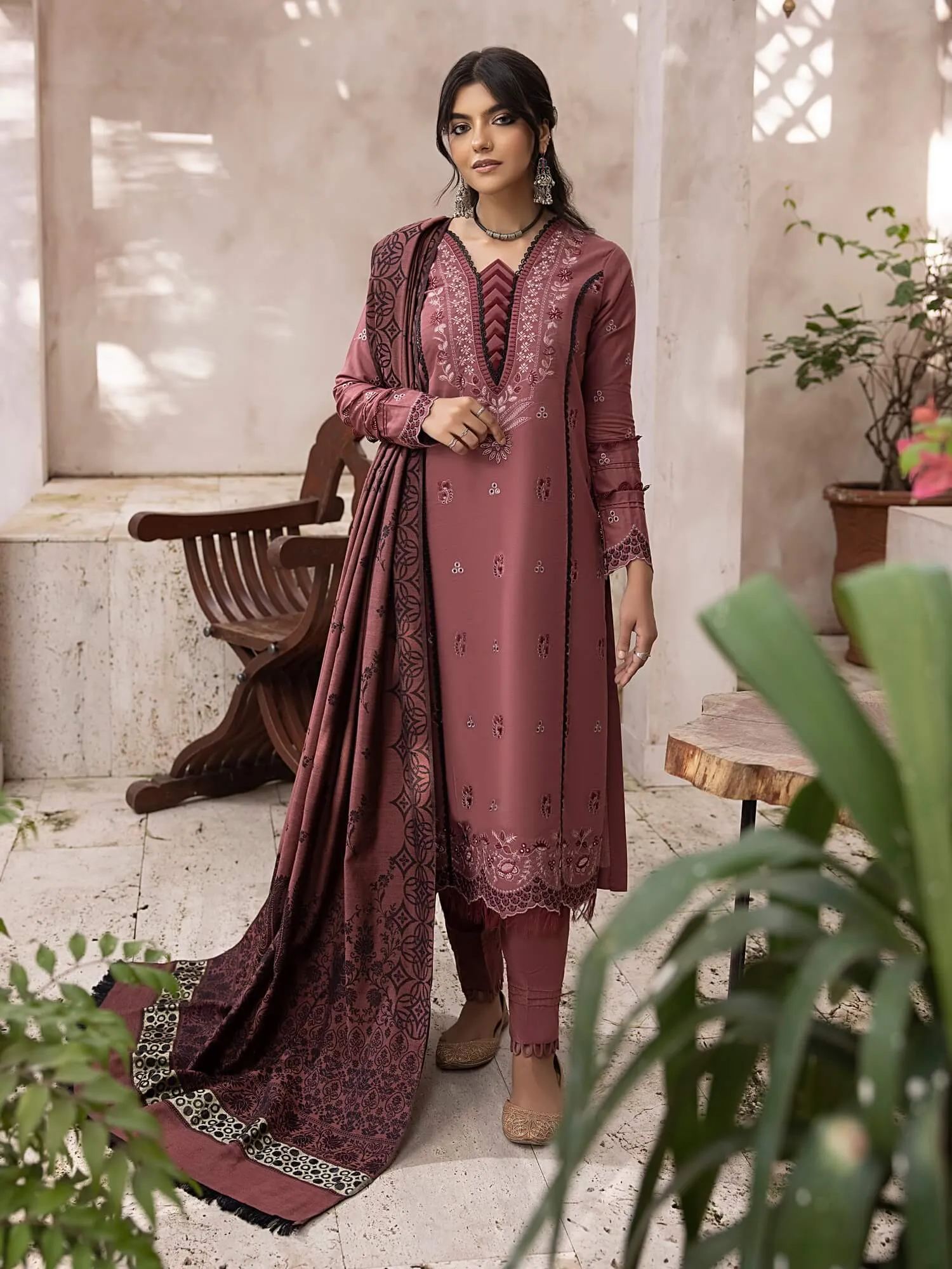 ELAK by Humdum Unstitched Embroidered Khaddar 3Pc Suit EL-01