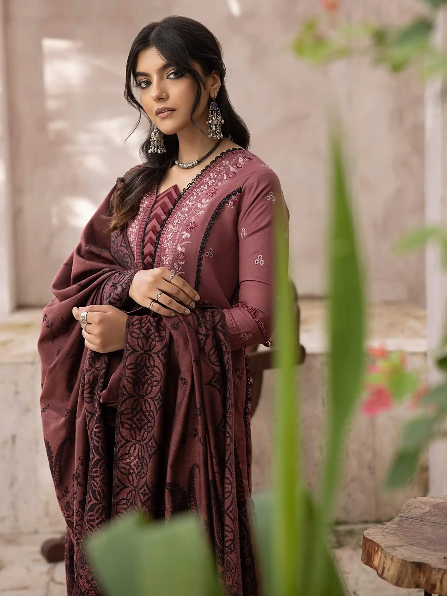 ELAK by Humdum Unstitched Embroidered Khaddar 3Pc Suit EL-01