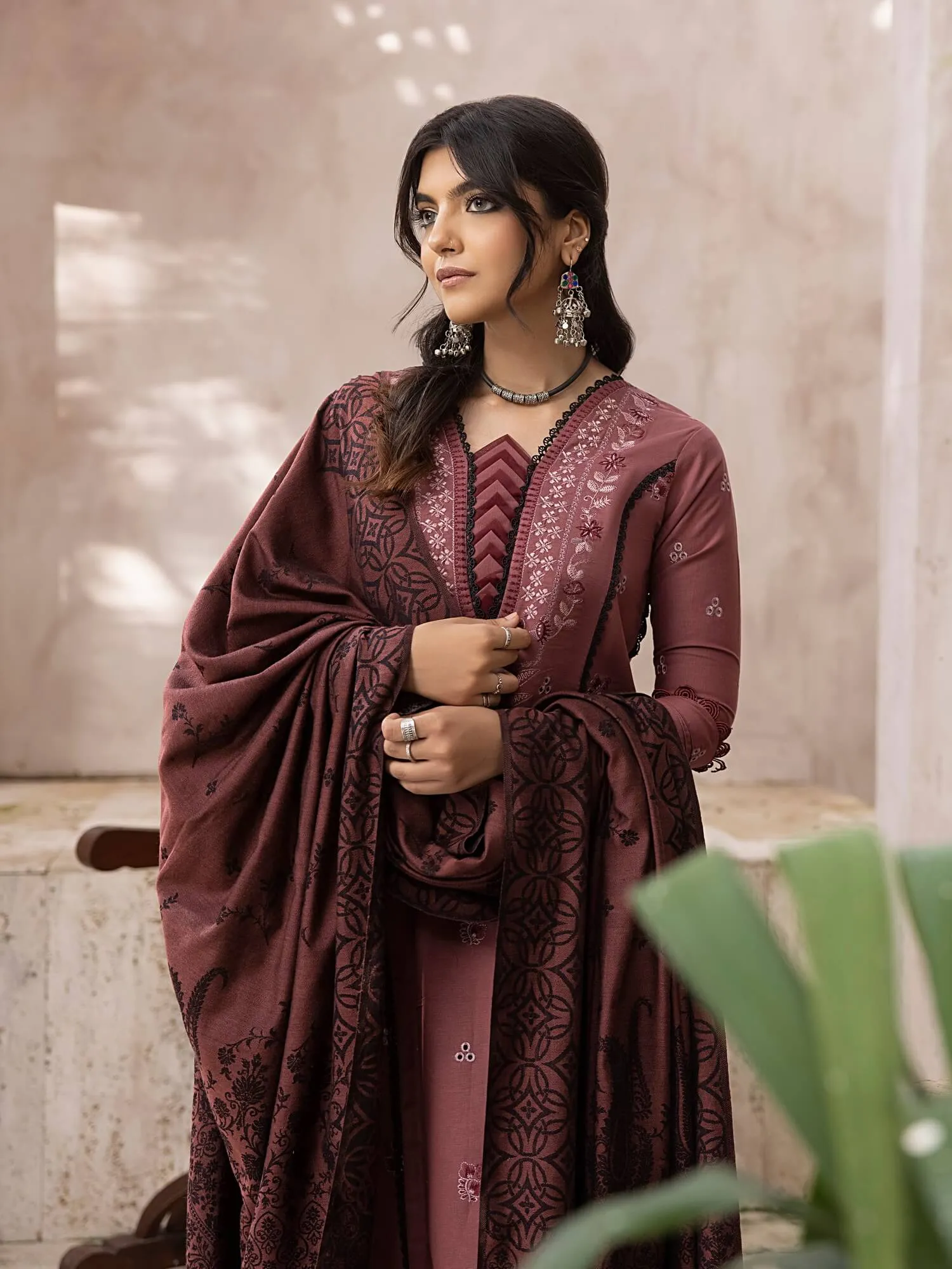 ELAK by Humdum Unstitched Embroidered Khaddar 3Pc Suit EL-01