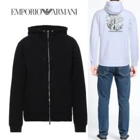 EMPORIO ARMANI  |Street Style Long Sleeves Logo Hoodies