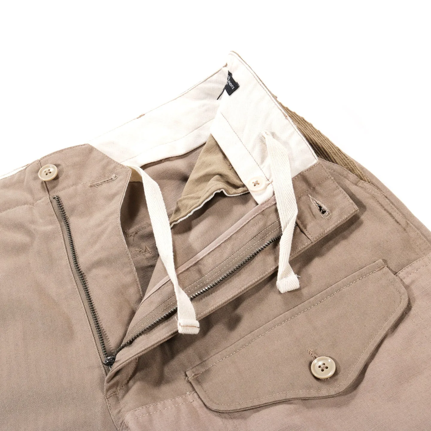 ENGINEERED GARMENTS FIELD PANT KHAKI COTTON HERRINGBONE TWILL