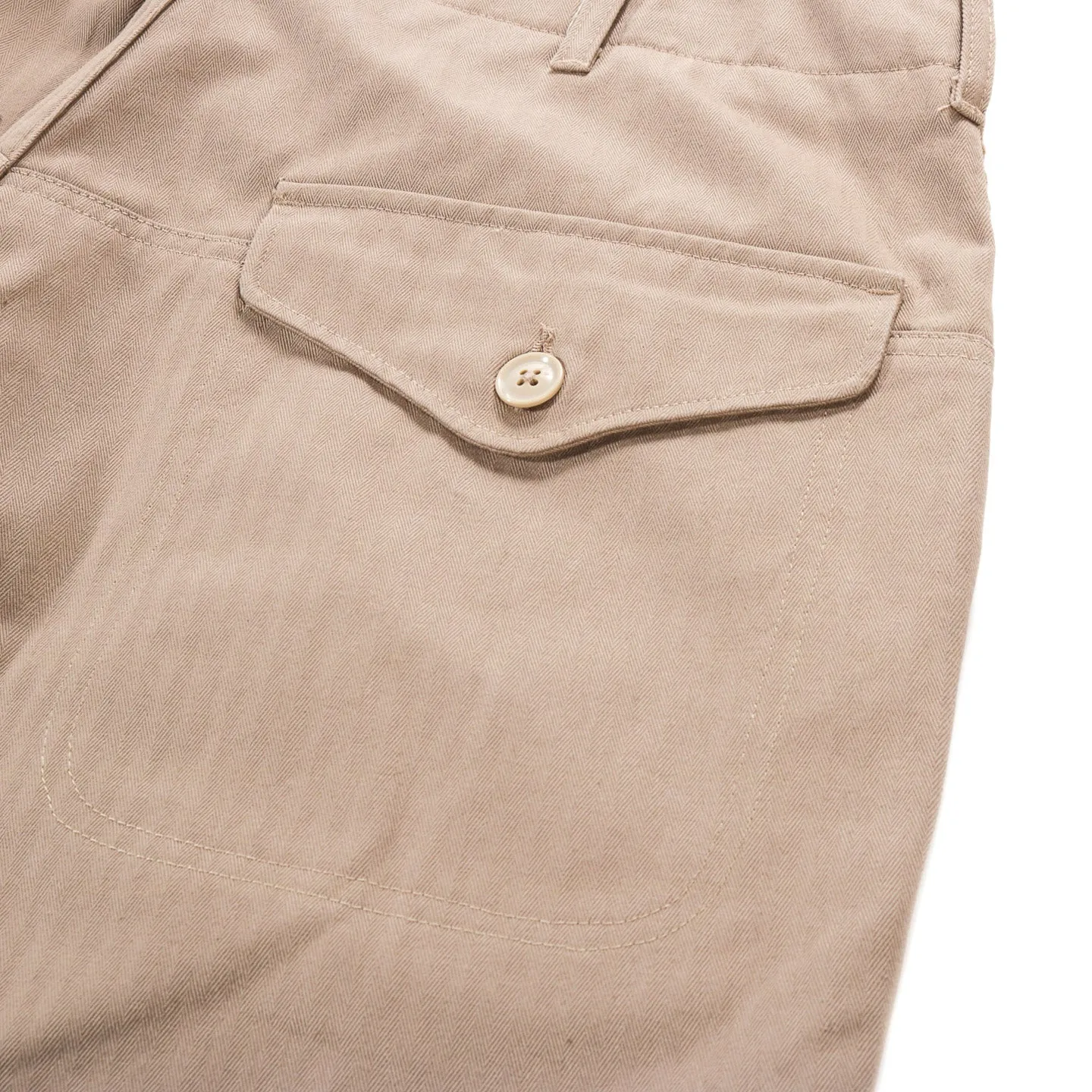 ENGINEERED GARMENTS FIELD PANT KHAKI COTTON HERRINGBONE TWILL