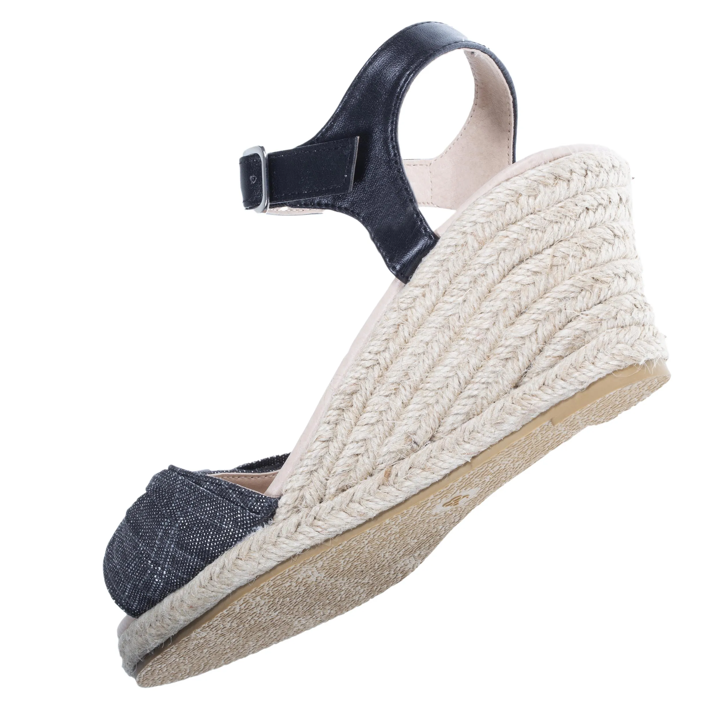 Espadrilles Femme ouverte à talon Noir