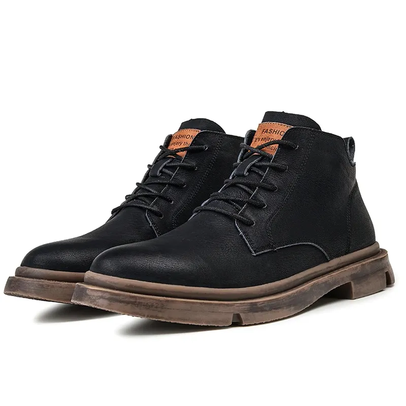 Fashion Men's Ankle Leather Boots / Casual Non-Slip Boots in British Style