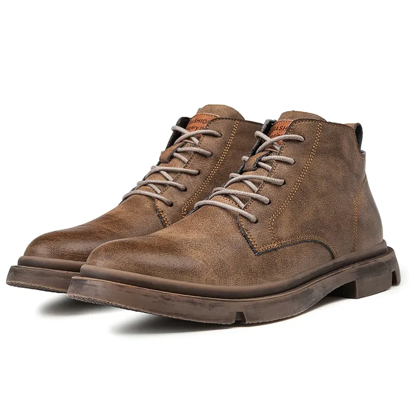 Fashion Men's Ankle Leather Boots / Casual Non-Slip Boots in British Style