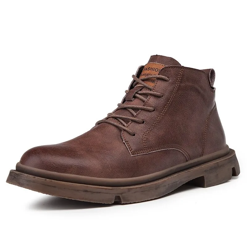 Fashion Men's Ankle Leather Boots / Casual Non-Slip Boots in British Style