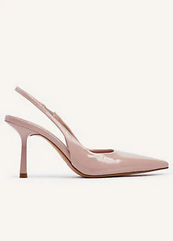 Fling Nude Faux Patent Sling Back Court Shoes by Linzi | Look Again