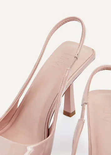 Fling Nude Faux Patent Sling Back Court Shoes by Linzi | Look Again