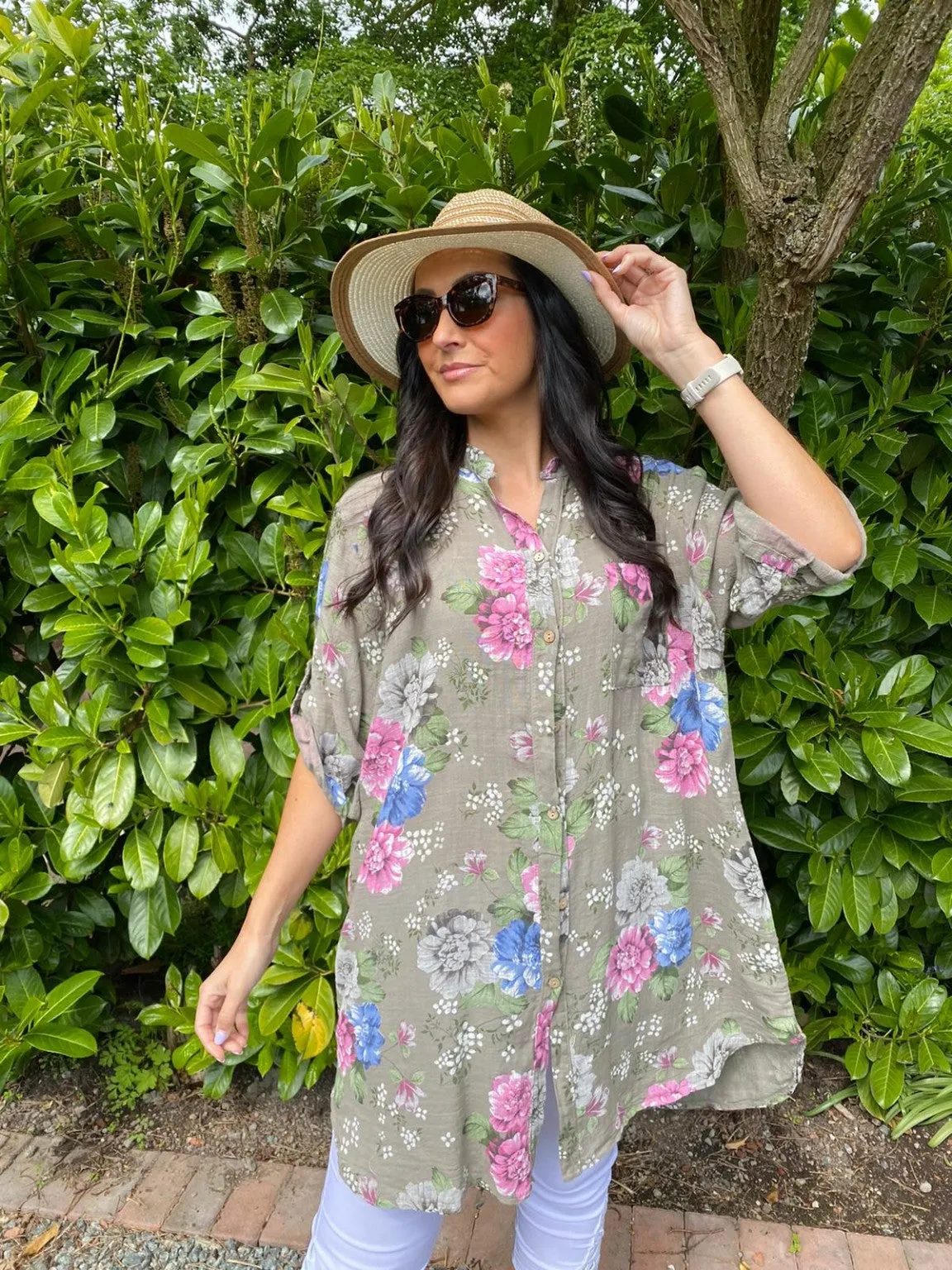 Flower Long Length Shirt Selma