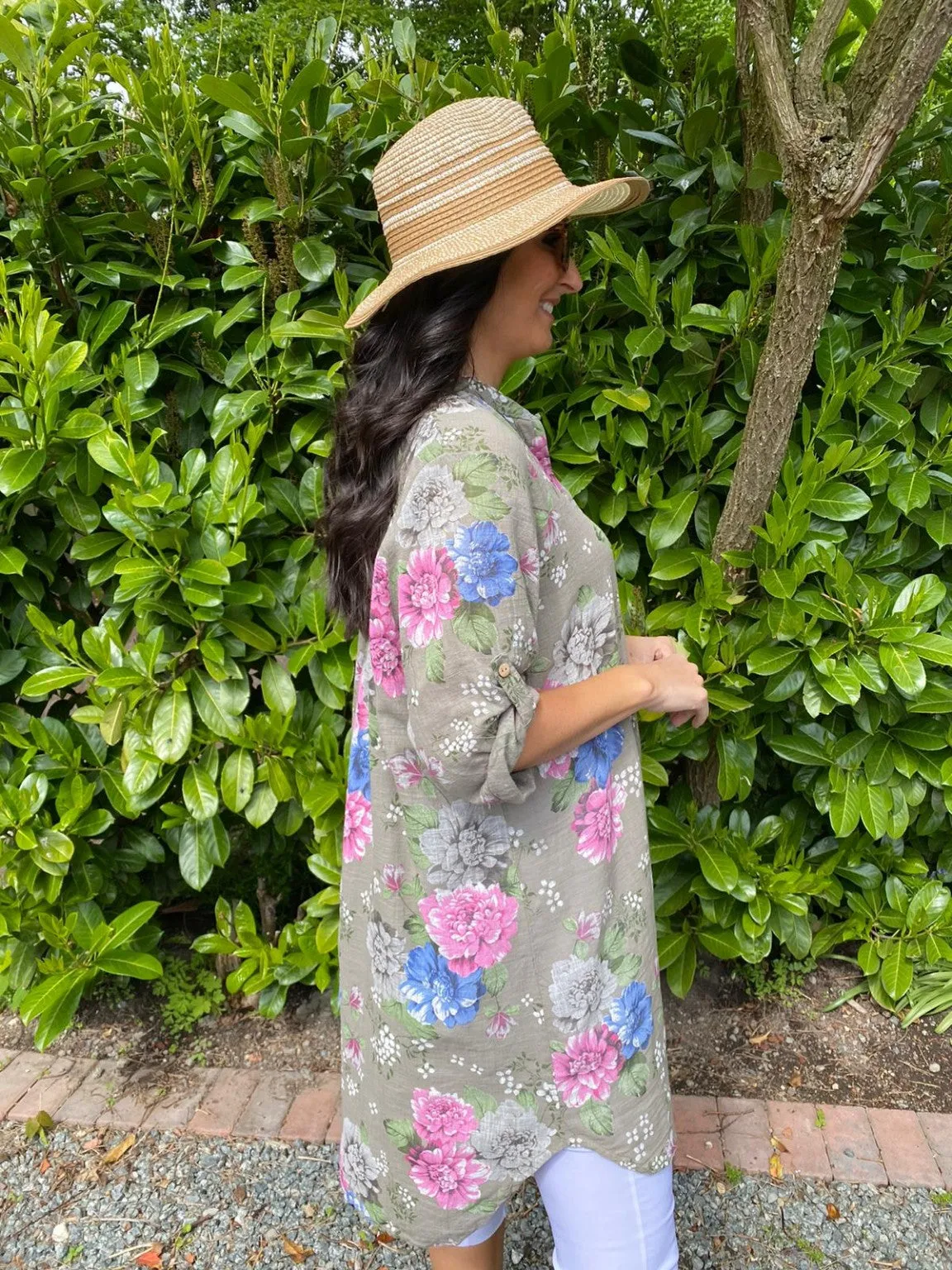 Flower Long Length Shirt Selma