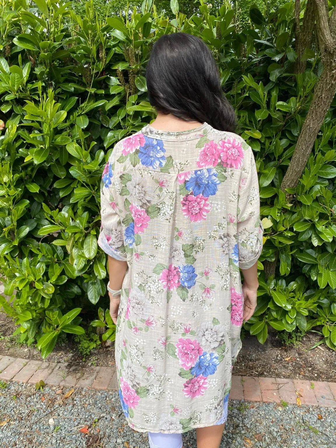 Flower Long Length Shirt Selma