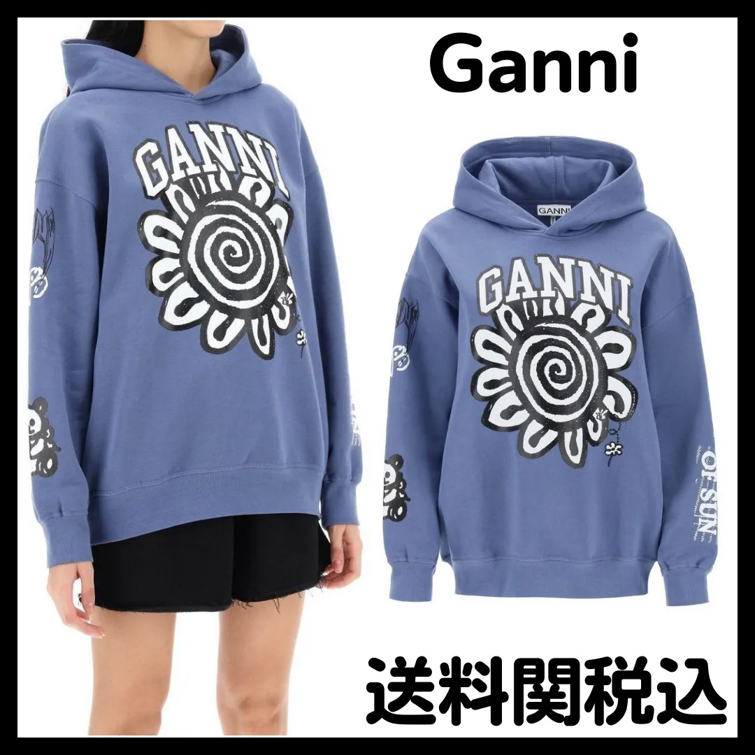 Ganni  |Long Sleeves Logo Hoodies & Sweatshirts