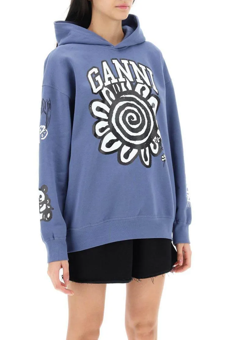 Ganni  |Long Sleeves Logo Hoodies & Sweatshirts