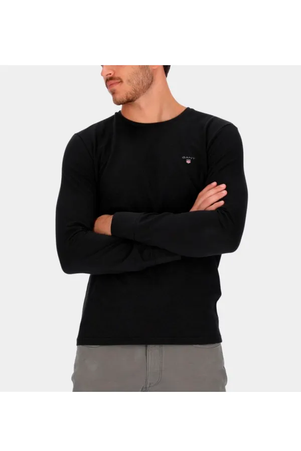 GANT Slim Pique L/S Tee Black